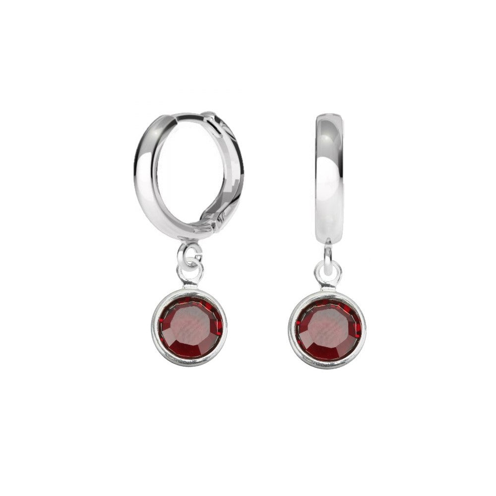 Popular Sterling Silver Huggie Birthstone Earrings, European Crystal