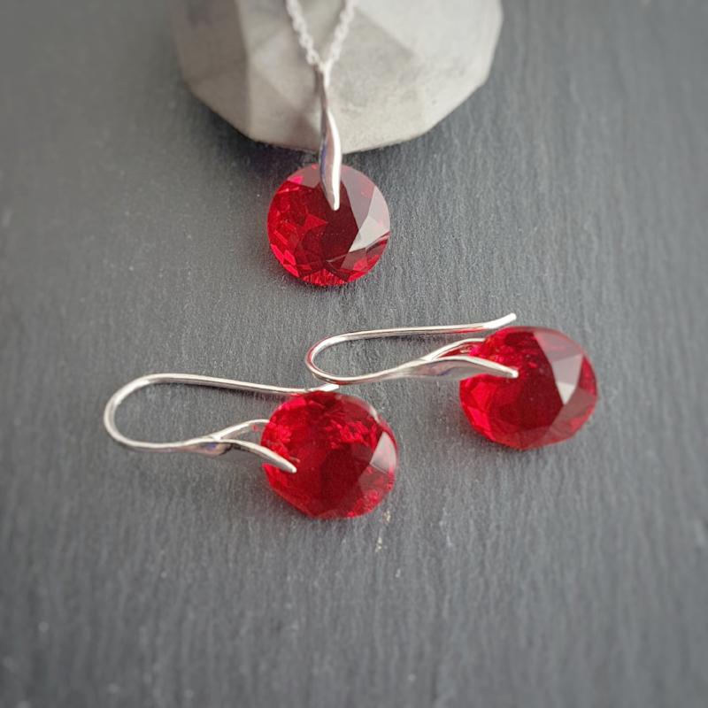 Red crystal jewellery on sale sets