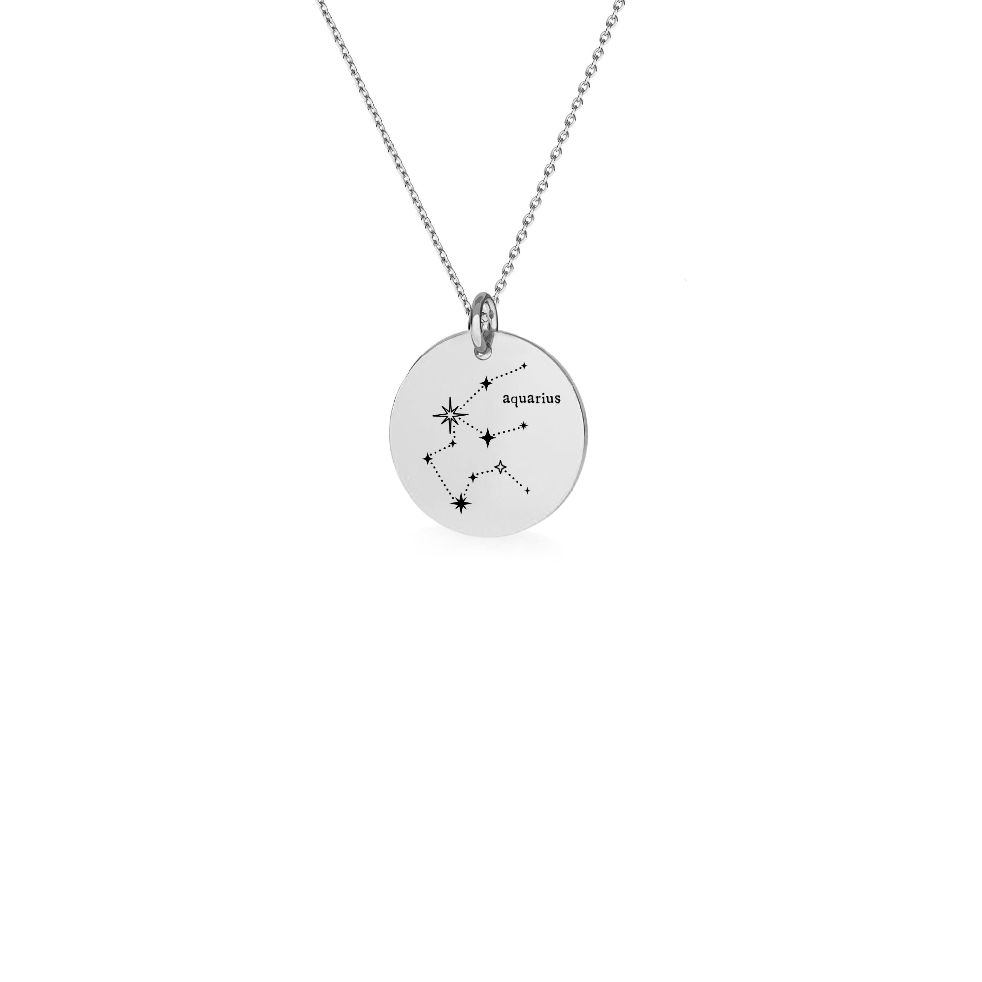 Sterling Silver Aquarius Zodiac Constellation Necklace - Unique Star Sign Gift