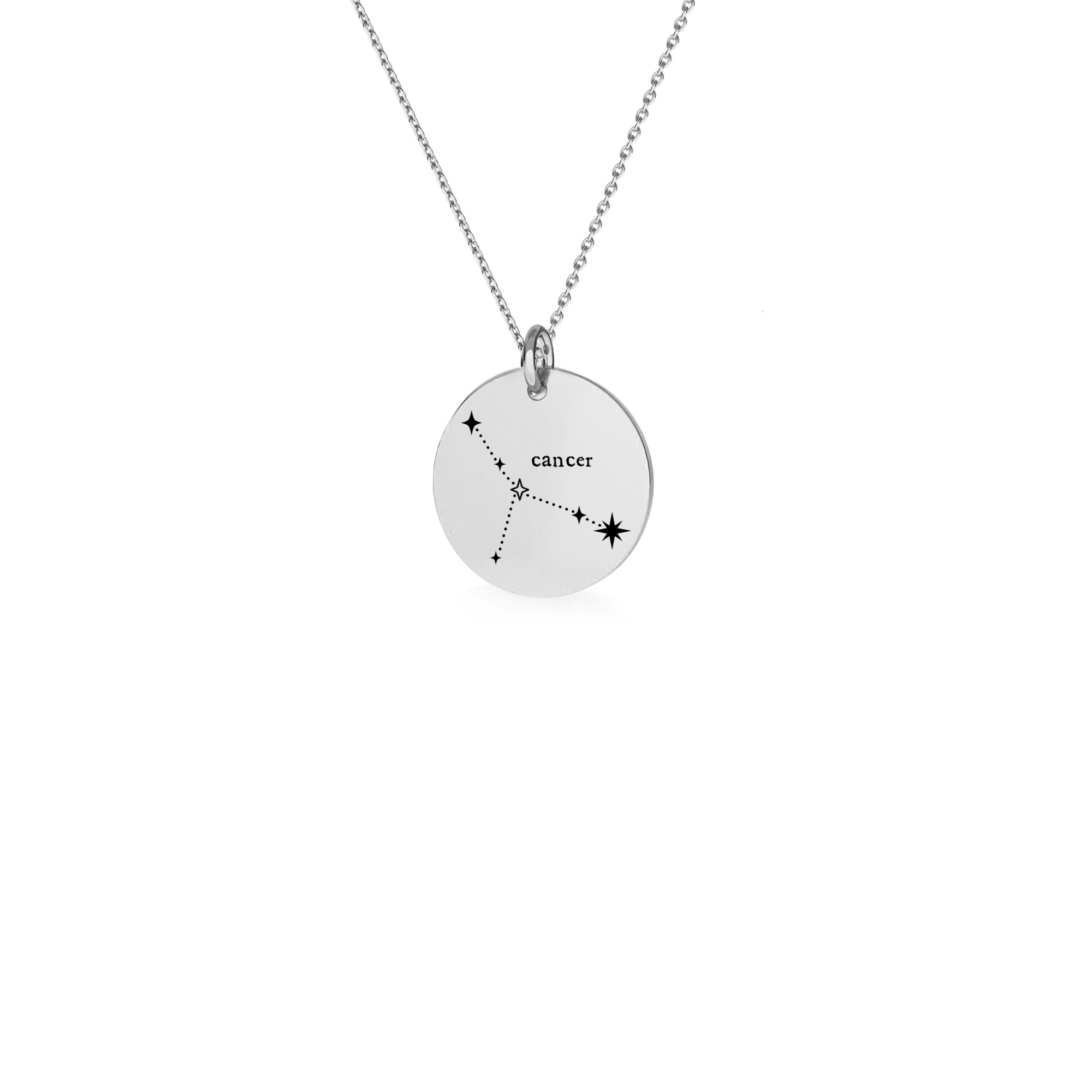 Sterling Silver Cancer Zodiac Constellation Necklace - Personalised Star Sign Pendant