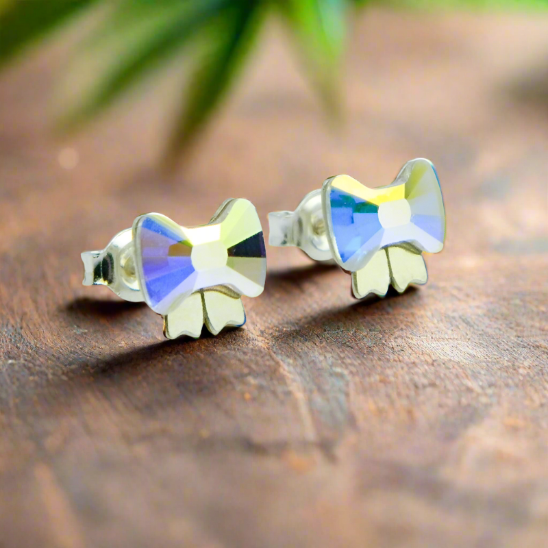 Bowtie Stud Earrings in Silver 925