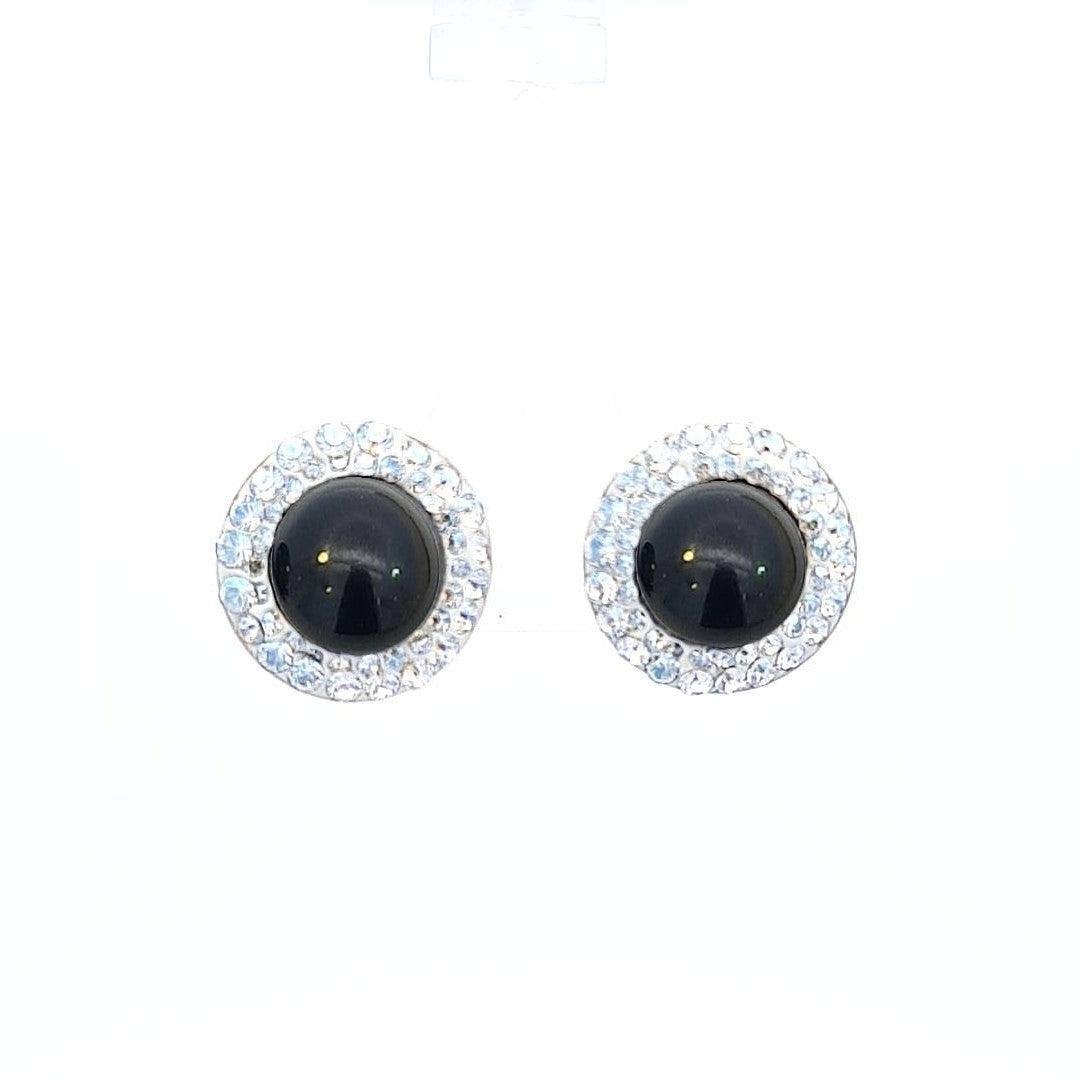 Boucles d'oreilles à double halo avec perles et cristaux (12 mm)