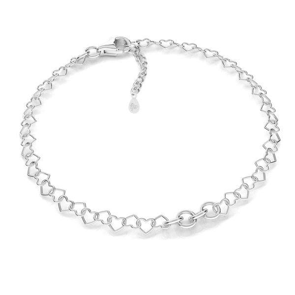 Sterling Silver Heart Charm Bracelet Chain for Women