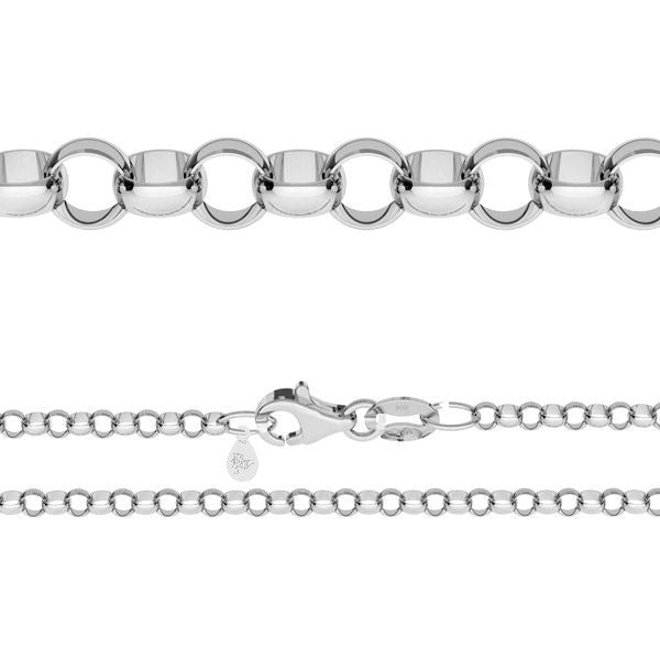 Sterling Silver Charm Bracelet Base with Rolo Chain Links