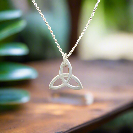 Eternal Unity Trinity Knot Celtic Necklace in Sterling Silver