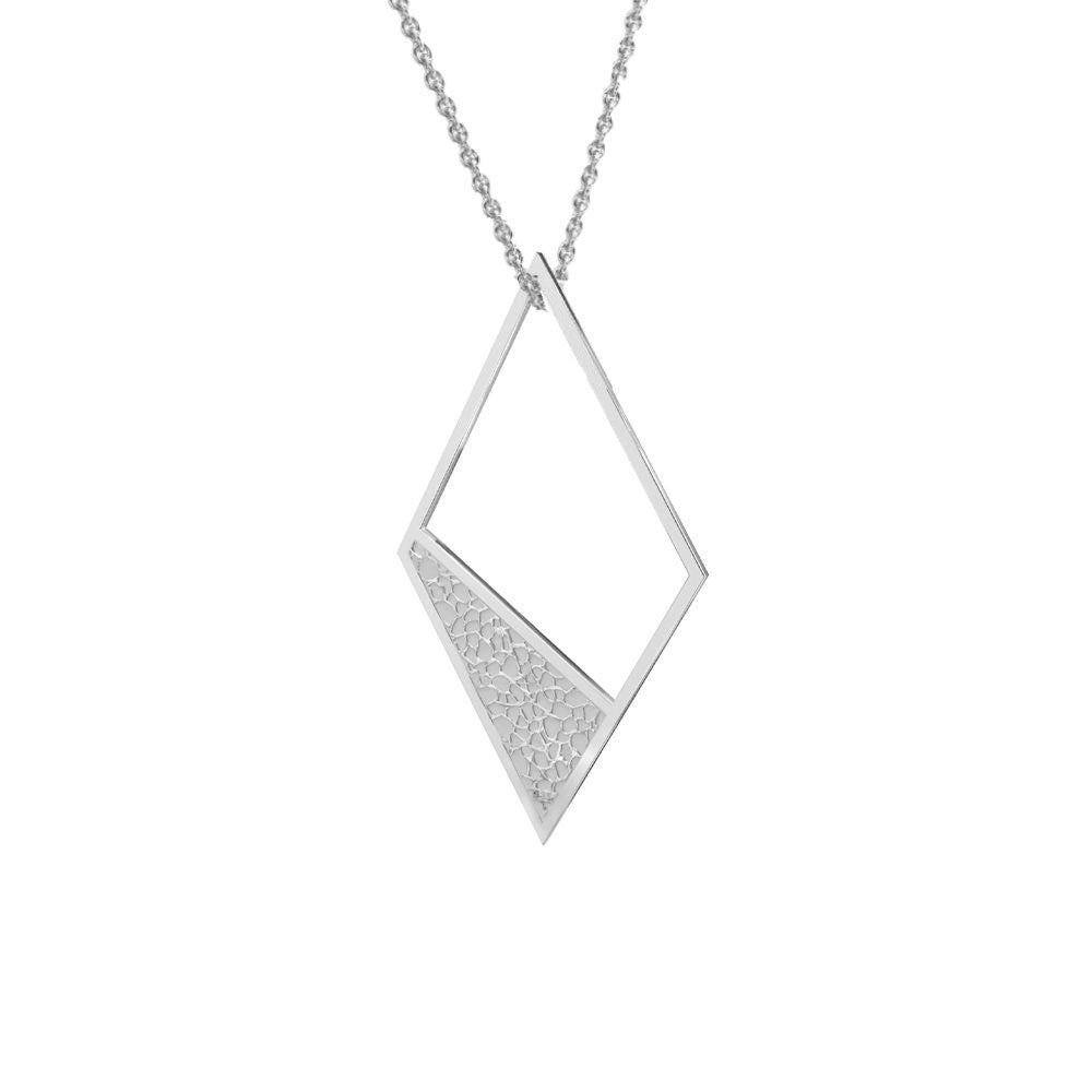 Geometric triangle slider necklace , sandcast necklace , solid silver minimalist pendant , on sale contemporary geometric pendant