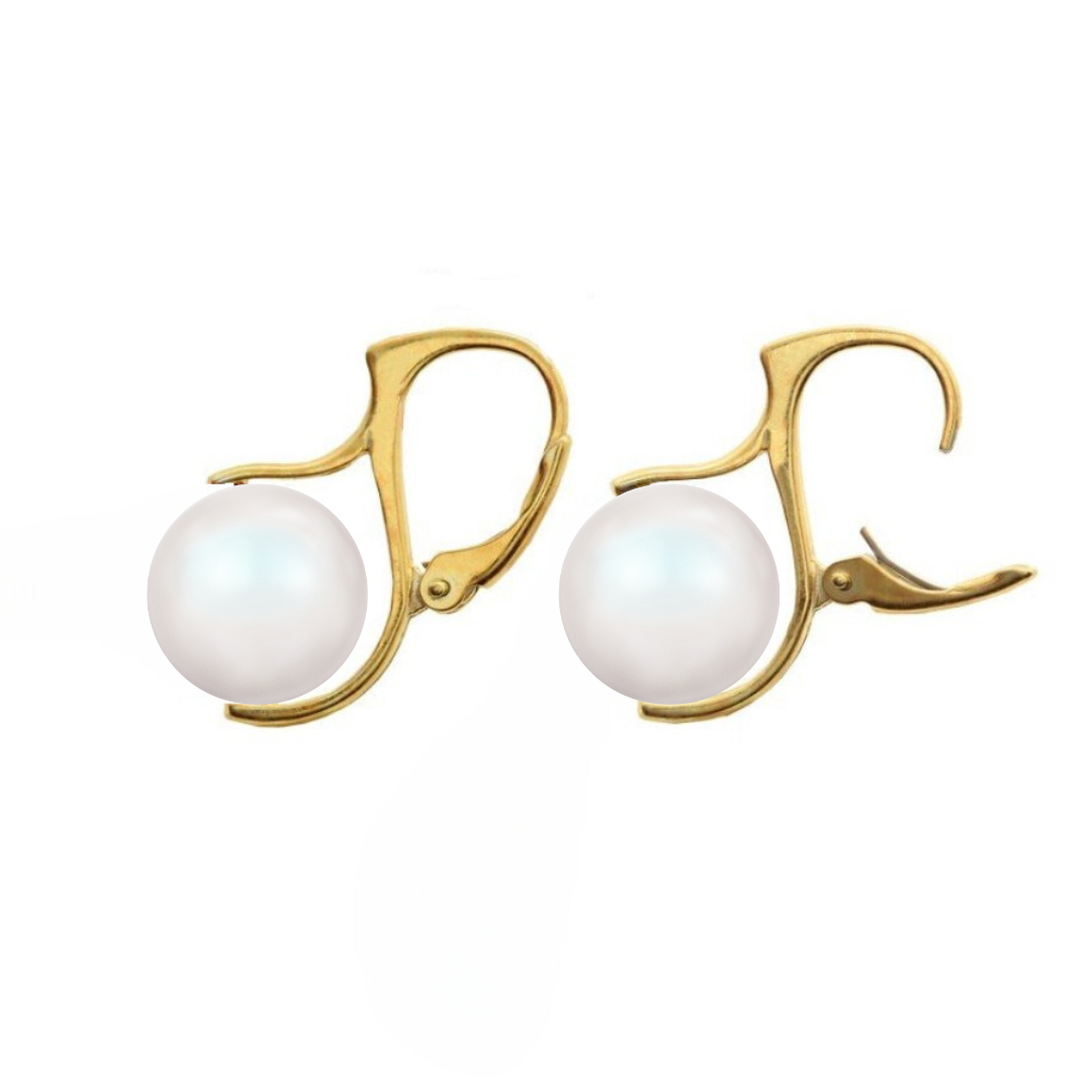 24k Gold Plated Frosted White Pearl Drop Earrings - Magpie Gems
