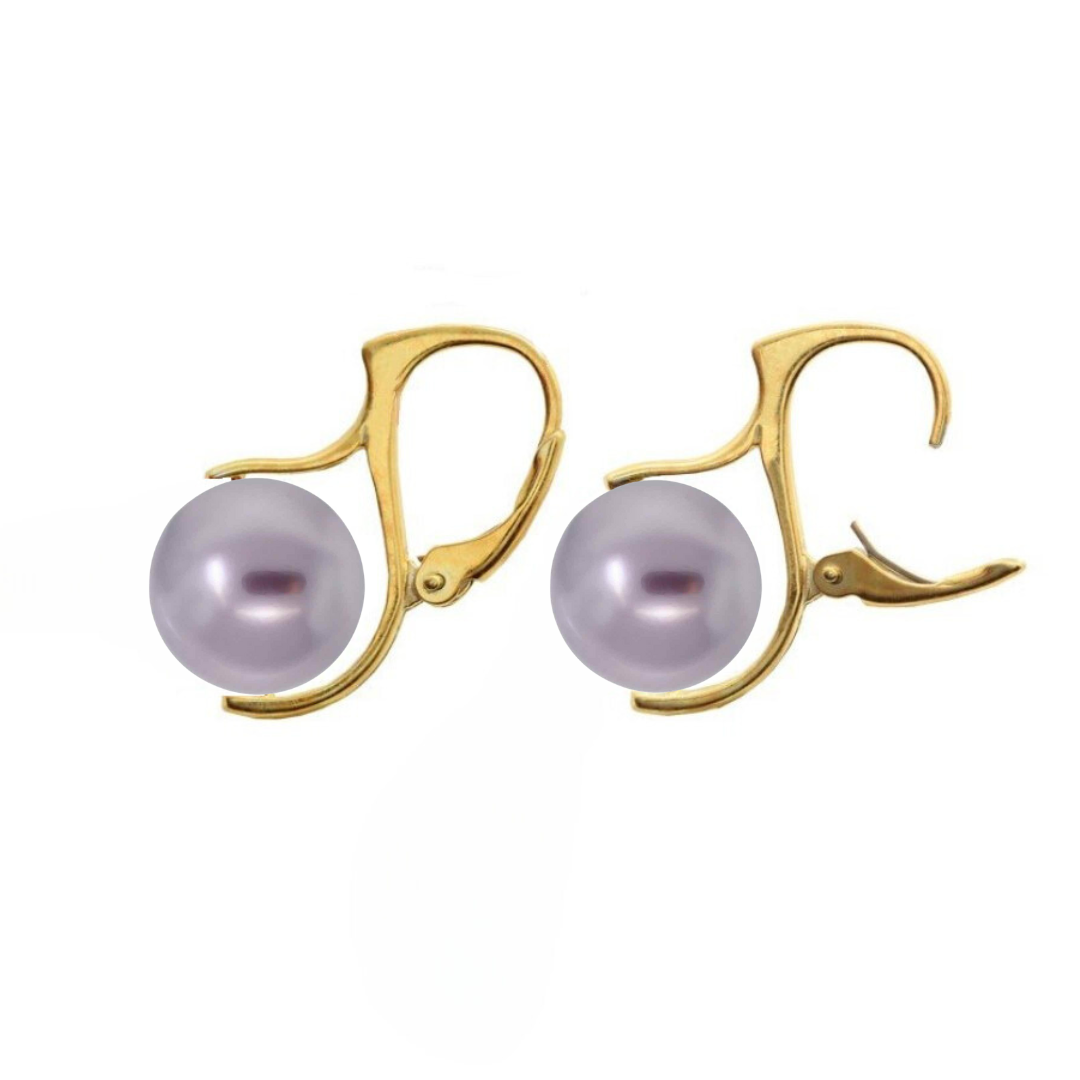 Chic Mauve Pearl Drop Earrings with 24k Gold Plating - Magpie Gems