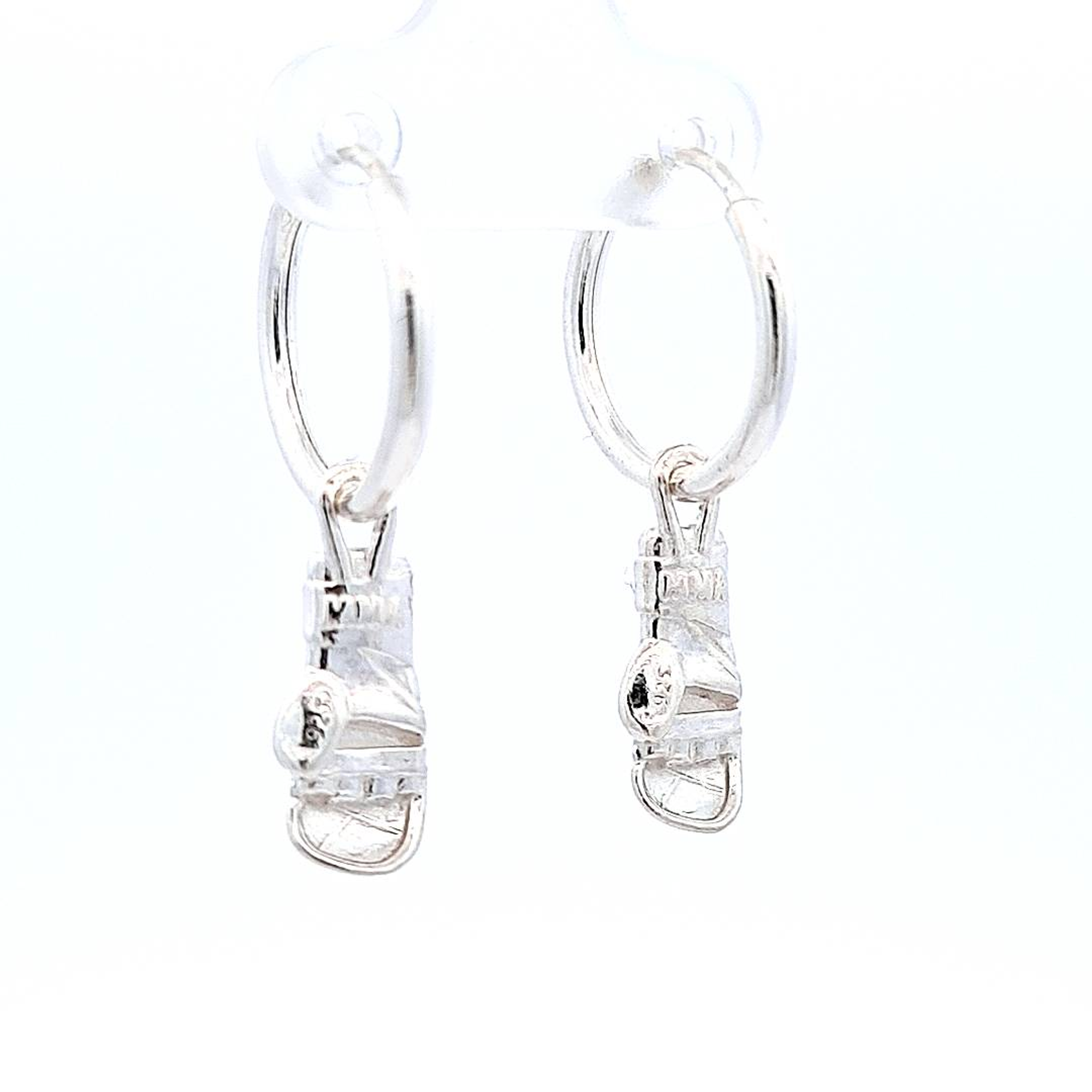 Hand-Finished Sterling Silver Hoop Earrings with MMA Gloves Charm