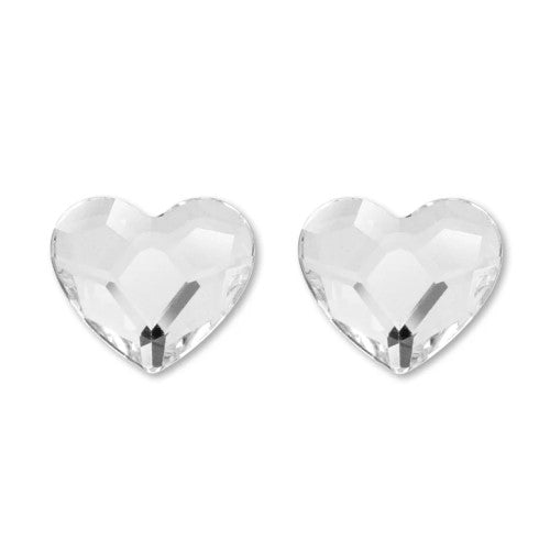 Pendientes de botón de plata con forma de corazón de Little Miss Love