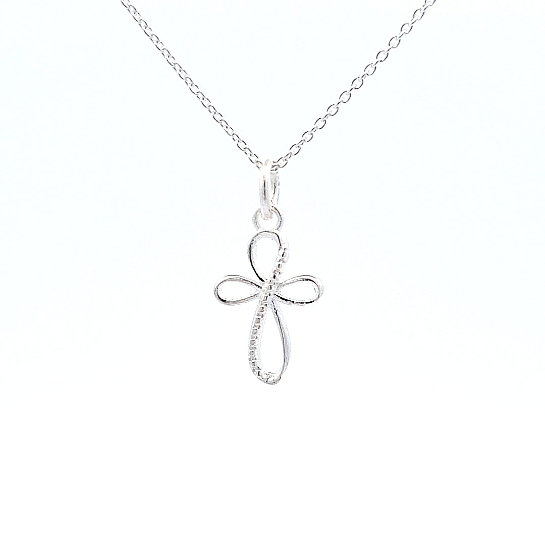 Irish Hand-Finished Sterling Silver Infinity Cross Pendant Necklace for Confirmation gift for a girl