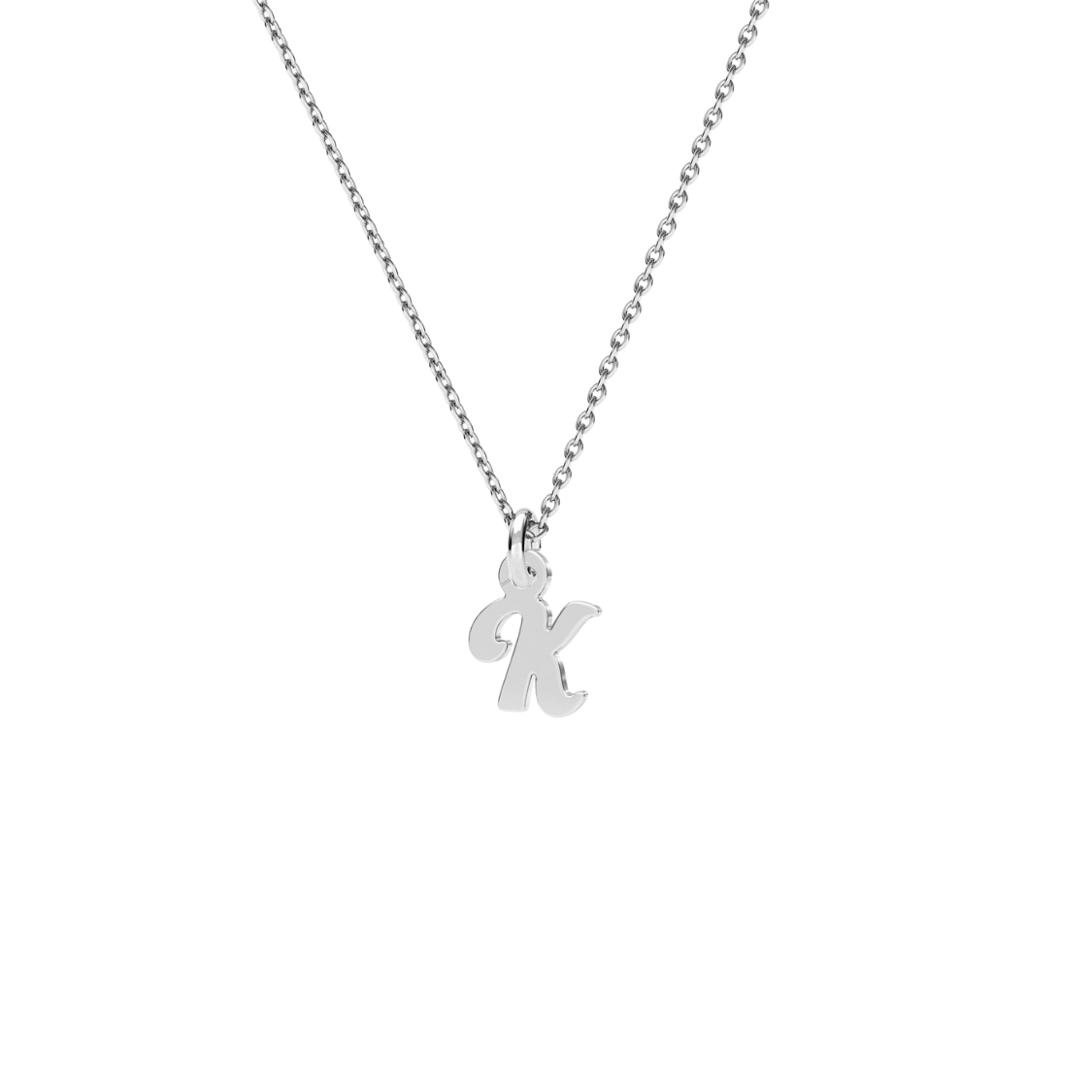 Mini Letter K Necklace in Sterling Silver – Delicate Letter Pendant