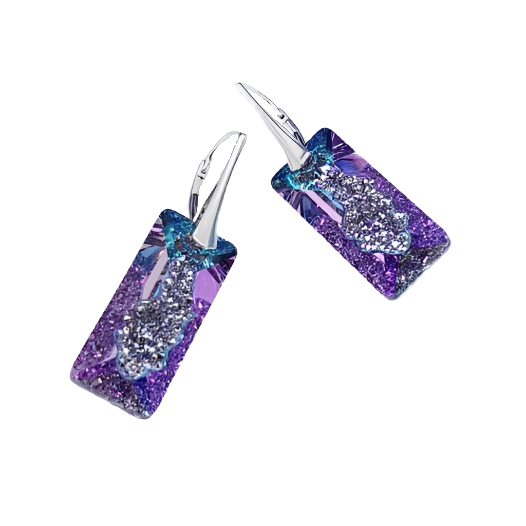 Luxurious Growing Rectangle Crystal Earrings with 925 Sterling Silver Leverback, Statement Earrings by Magpie Gems Ireland