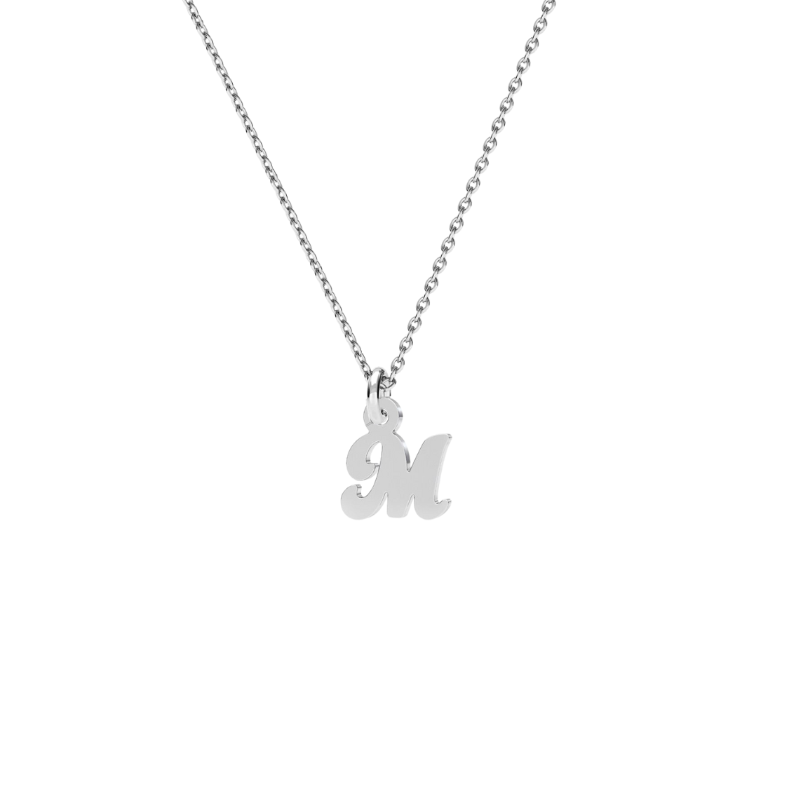 Mini Letter M Necklace in Sterling Silver – Minimalist Initial Pendant