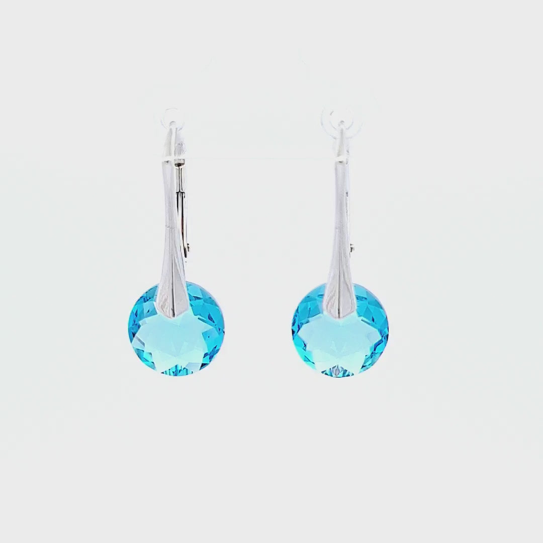 Video showcasing the Dreaming Pretties Silver Dangle and Drop Earrings in Sterling Silver with Aquamarine Crystals for Girls, Teenagers and Women