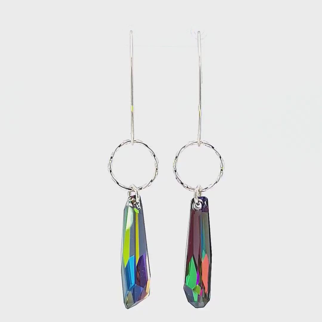 Video of Vitrail Medium Icicle Long Drop Earrings in Sterling Silver 360-view