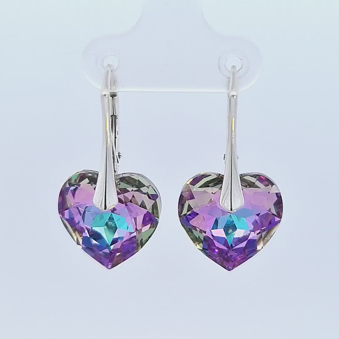 Sterling Silver Vitrail Light Heart Drop Earrings for Women - video