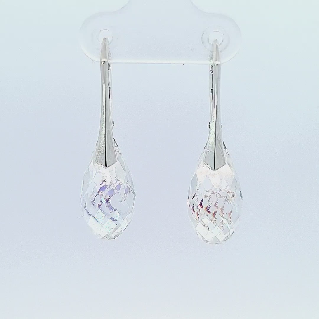 Briolette Crystal Drop Earrings in Sterling Silver Video