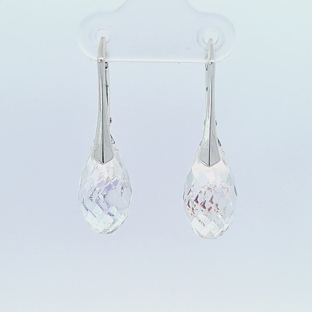 360-view video Briolette Crystal Drop Earrings in Sterling Silver