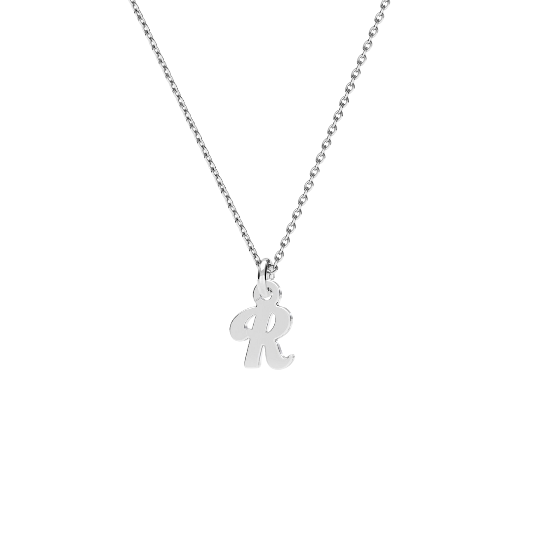 Mini Letter R Necklace in Sterling Silver – Personalised Initial Pendant