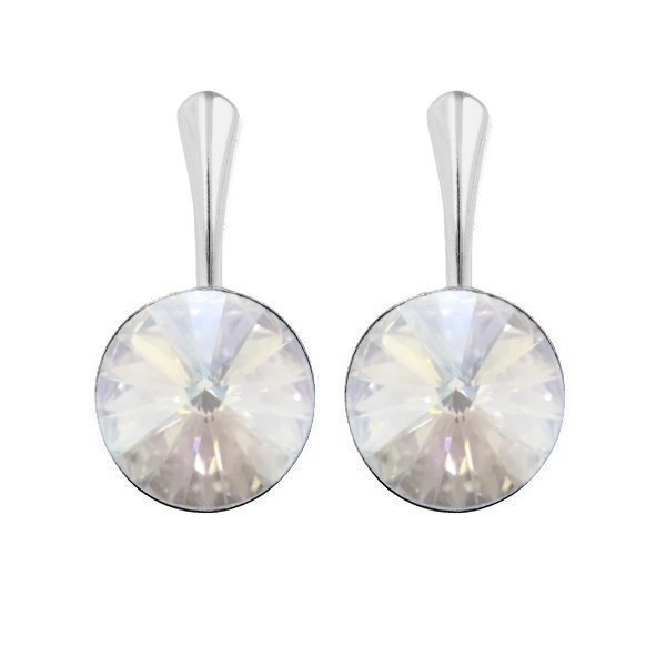 Sterling Silver Drop Earrings with 12mm Moonlight Rivoli Crystal