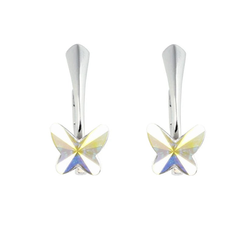 Sterling Silver Butterfly Crystal Earrings for Girls with Crystal AB . Crystal Aurore Boreale: Symbolizes magic, mystery, and wonder