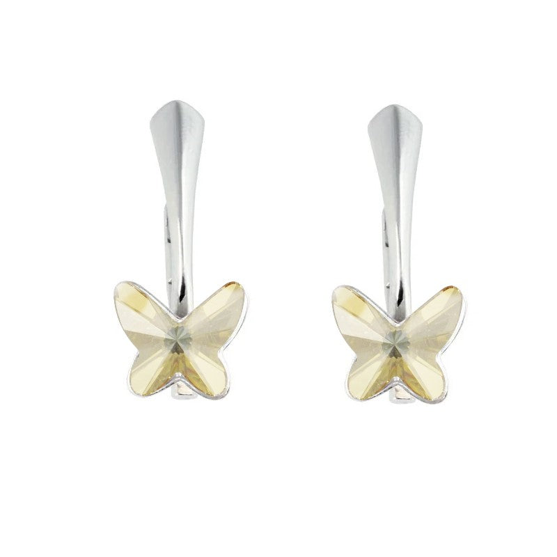 Sterling Silver Butterfly Crystal Earrings for Girls with Golden Shade Crystal. Golden Shade: Symbolizes wealth, luxury, and success