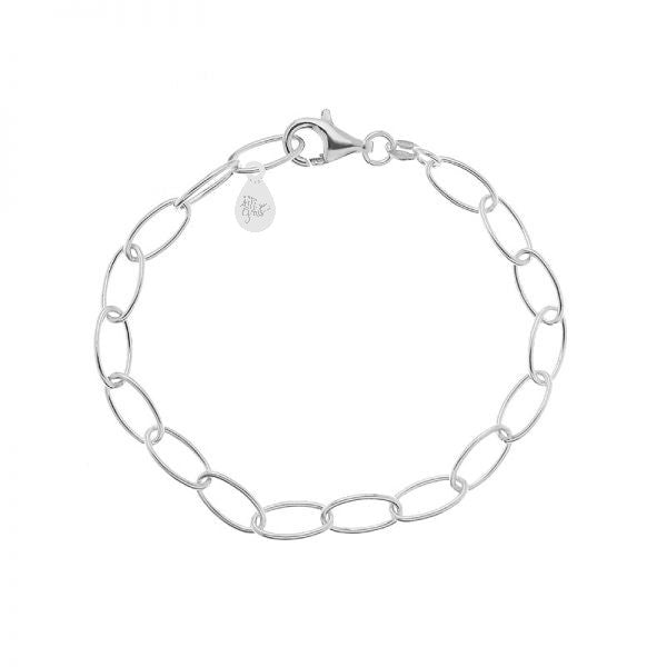 Elegant Silver Charm Bracelet Chain with Oval Links in Sterling Silver for Your Favourite Charms