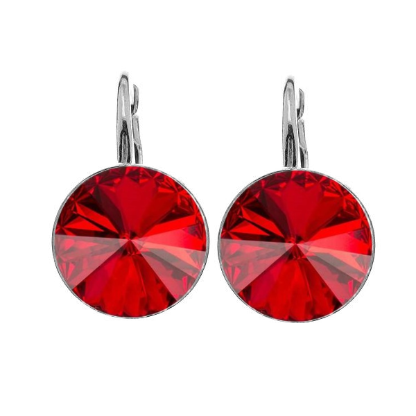 Luxurious Light Siam Red Rivoli Crystal Drop Earrings in Sterling Silver from Magpie Gems