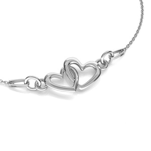 Sterling Silver Two Hearts as One Necklace with Intertwined Hearts Pendant