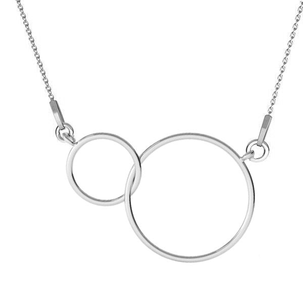 Elegant nickel-free sterling silver two interlocking circles necklace for women