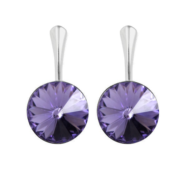 Sterling Silver Drop Earrings with 12mm Tanzanite Rivoli Crystal