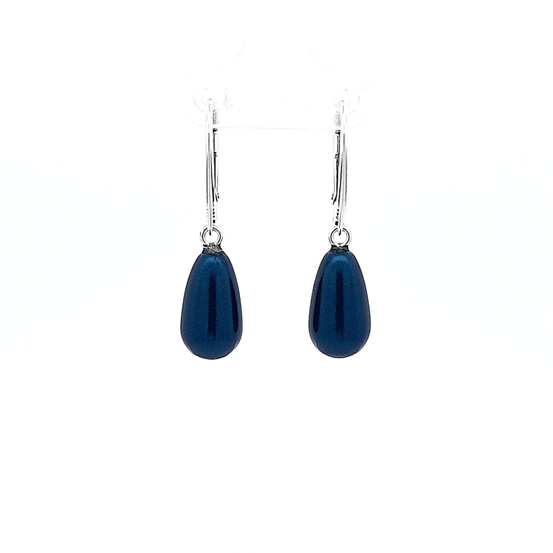 Dark blue on sale pearl earrings