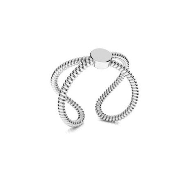 Sterling silver infinity ring with modern textured detail