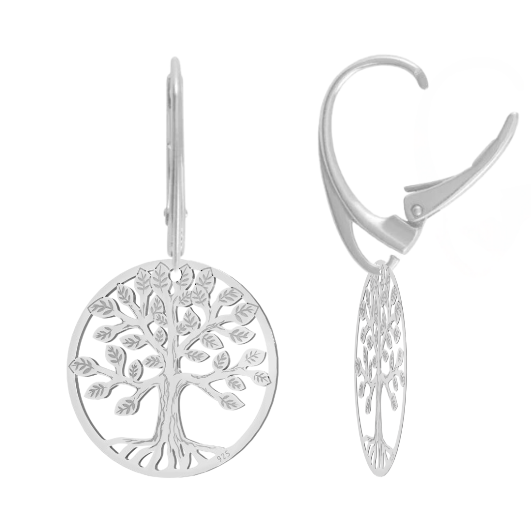 Celtic Tree of Life Sterling Silver Drop Earrings handmade in Ireland by Magpie Gems.