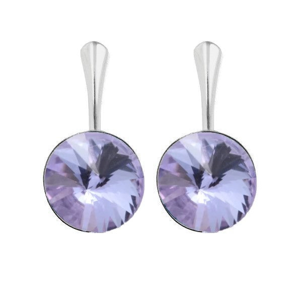 Sterling Silver Drop Earrings with 12mm Violet Rivoli Crystal