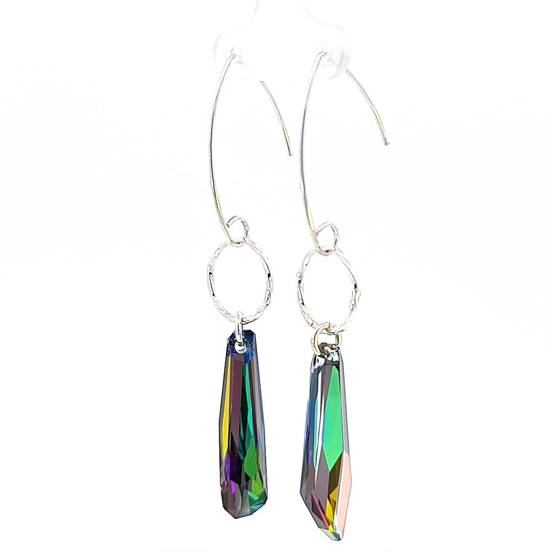 Woman Vitrail Medium Icicle Long Drop Earrings in Sterling Silver