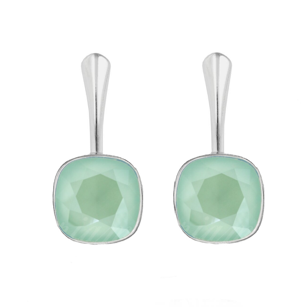 Boucles d'oreilles à levier en cristal coussin en argent