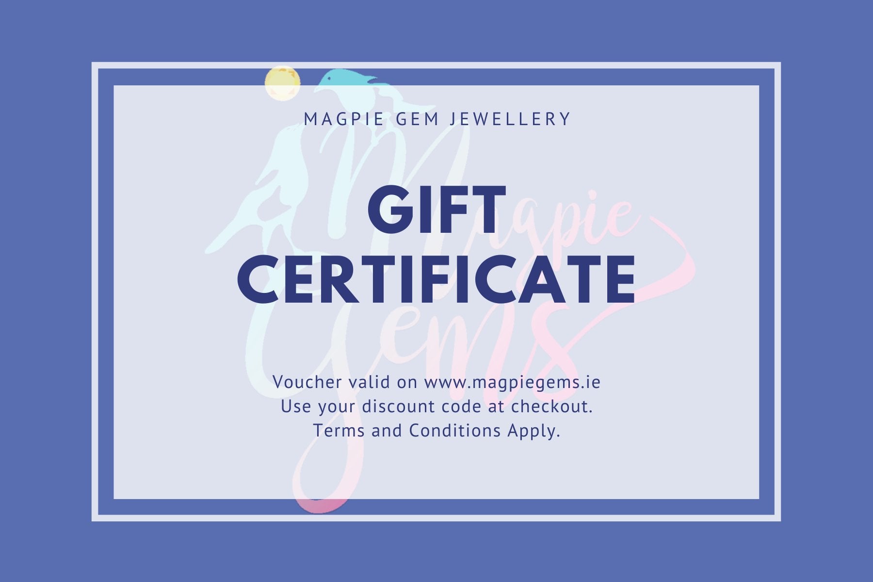 Gift Card - Personalised Sterling Silver Jewellery Ireland. Birthstone necklace. Shop Local Ireland - Ireland