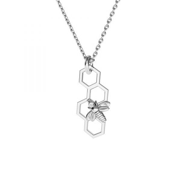 Bee Honeycomb Chic Sterling Silver Necklace from Magpie Gems in Ireland