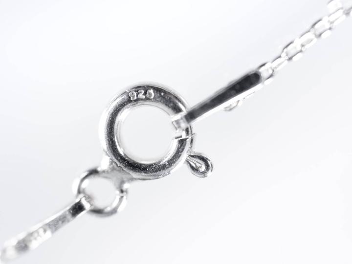 Close-up of Caffeine Molecule Charm Necklace in Sterling Silver Clasp