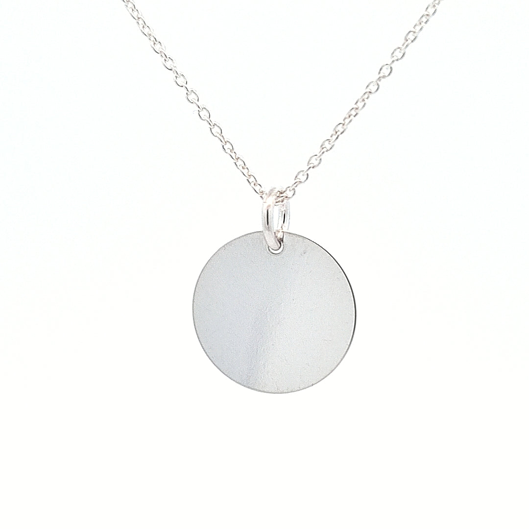 Back of the "Make a Wish" Sterling Silver Dandelion Disc Necklace