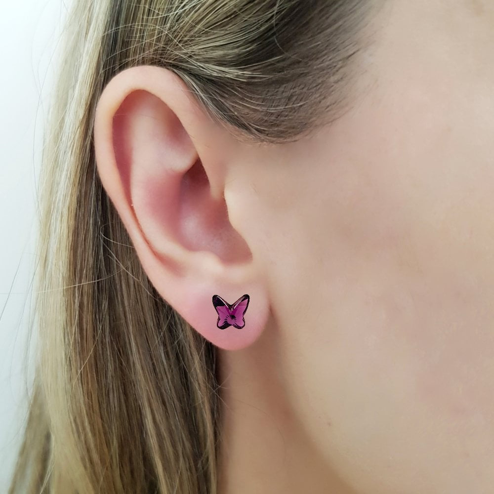 The New Austrian Butterfly Crystal Stud Earrings Are Small newest and Simple in Sterlin