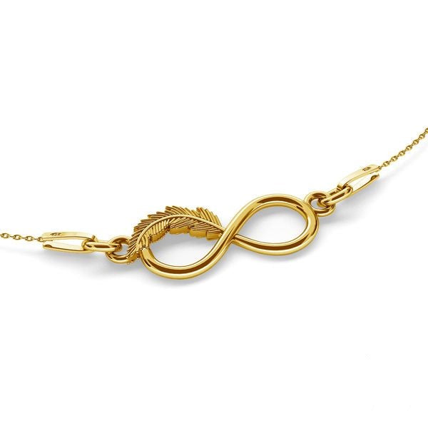Eternal Freedom 24k Gold Plated 925 Sterling Silver Infinity with Feather Pendant Necklace