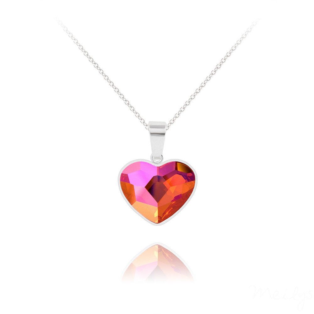 Eternal Love Sterling Silver Necklace with Astral Pink Crystal Heart Pendant