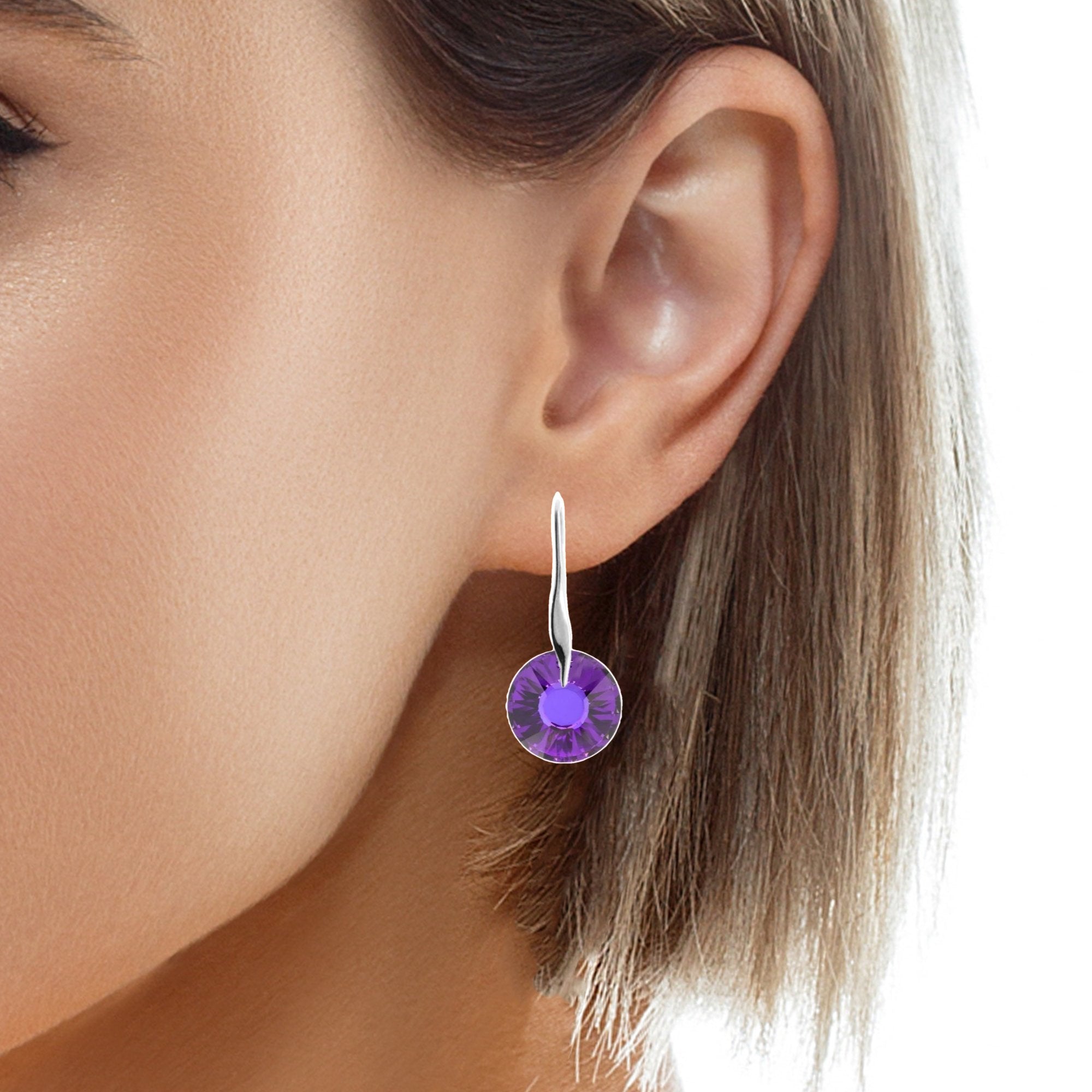 Sterling Silver Drop Earrings with Heliotrope Sun Crystal and Fish Hook Earwires, by Magpie Gems in Ireland