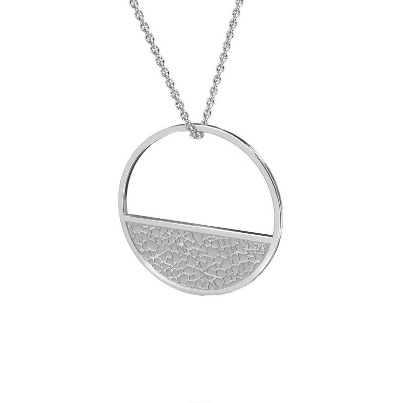 Intricate Circle Sterling Silver Geometric Pendant Necklace