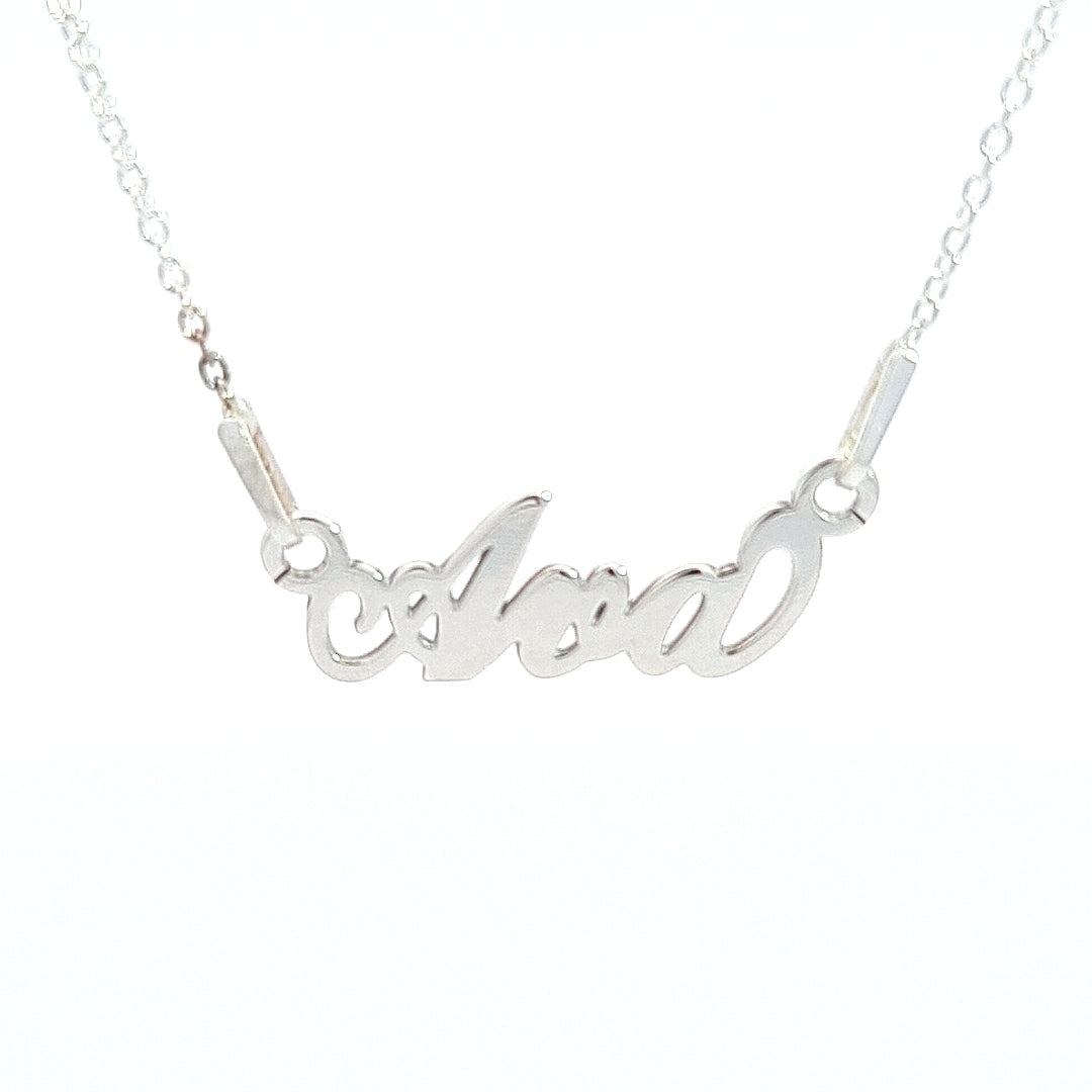 Silver necklace with name in deals cursive