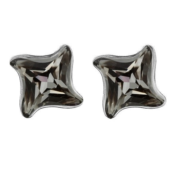 Large Swirlshine Crystal Stud Earrings in silver with a cosmic-inspired Twister crystal design, silver night colour.