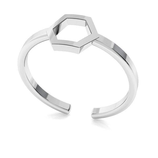 Sterling Silver Hexagon Honeycomb Ring – Universal Size Adjustable Band for Women in Ireland